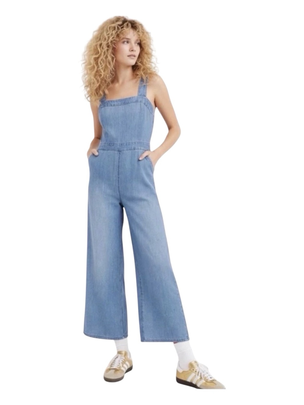 MADEWELL Denim Apron Bow-Back Jumpsuit